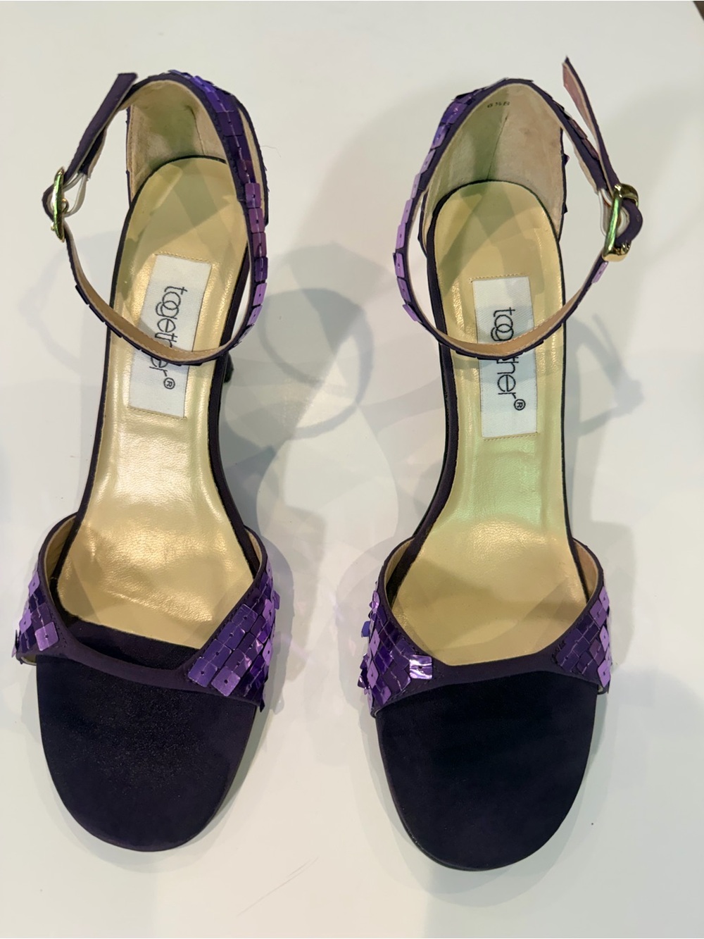 Together Purple Sequin Ankle-Strap Heels